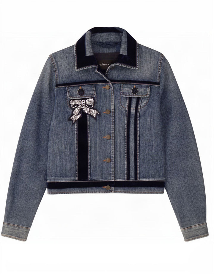 Roccobarocco Womens Denim Jacket IT 46 Large Blue Cotton