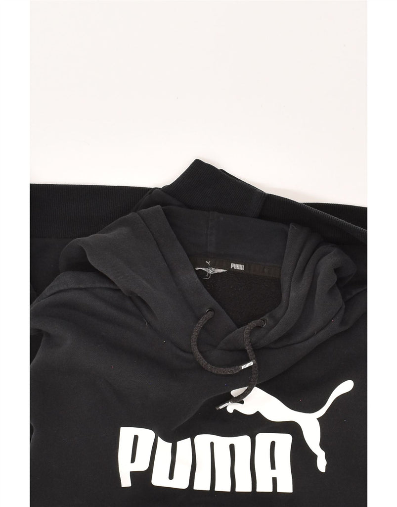 PUMA Mens Graphic Hoodie Jumper Medium Black Cotton | Vintage Puma | Thrift | Second-Hand Puma | Used Clothing | Messina Hembry 