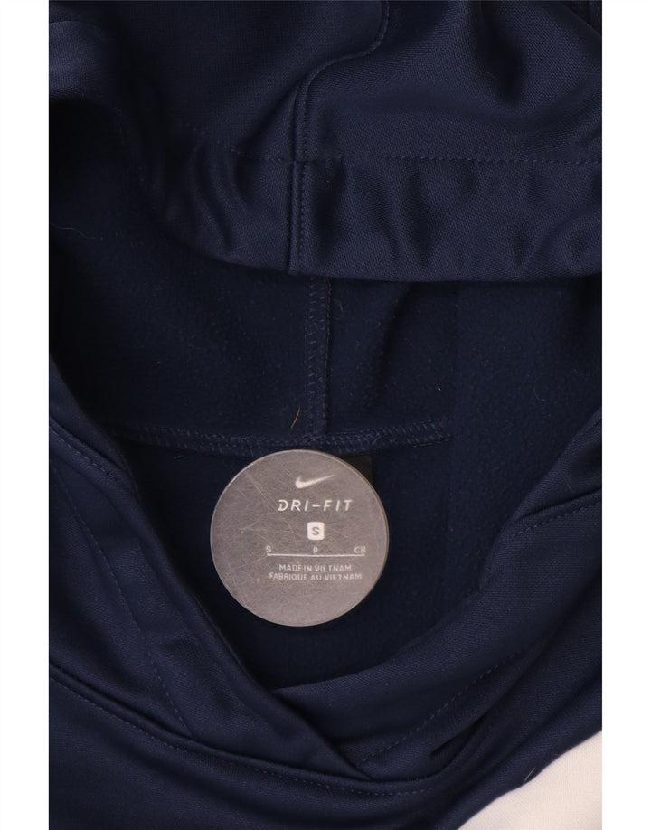NIKE Mens Dri Fit Graphic Hoodie Jumper Small Navy Blue Polyester