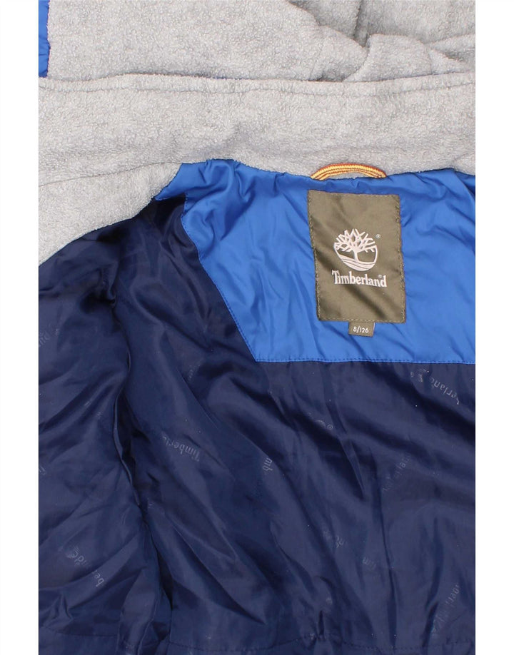 Timberland Boys Hooded Padded Jacket 7-8 Years Blue Polyester
