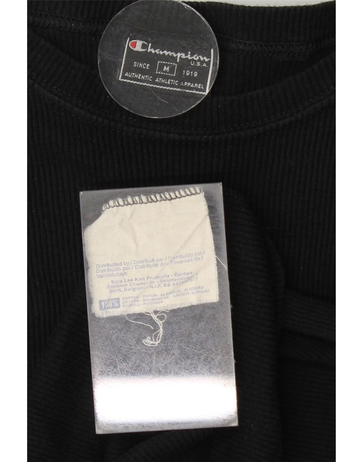 CHAMPION Womens Crop T-Shirt Top UK 12 Medium Black Cotton