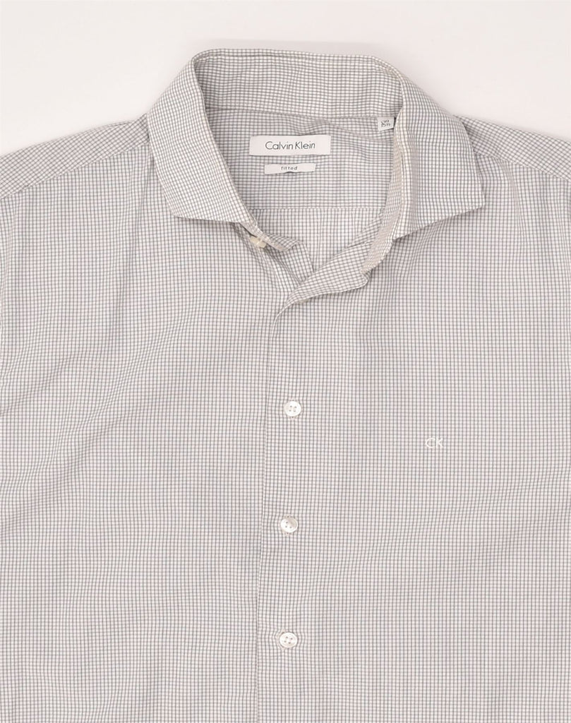 CALVIN KLEIN Mens Fitted Shirt Size 39 Medium Grey Check Cotton | Vintage Calvin Klein | Thrift | Second-Hand Calvin Klein | Used Clothing | Messina Hembry 