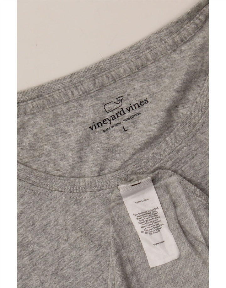 VINEYARD VINES Womens Graphic Top Long Sleeve UK 16 Large Grey Cotton Vintage Vineyard Vines and Second-Hand Vineyard Vines from Messina Hembry 