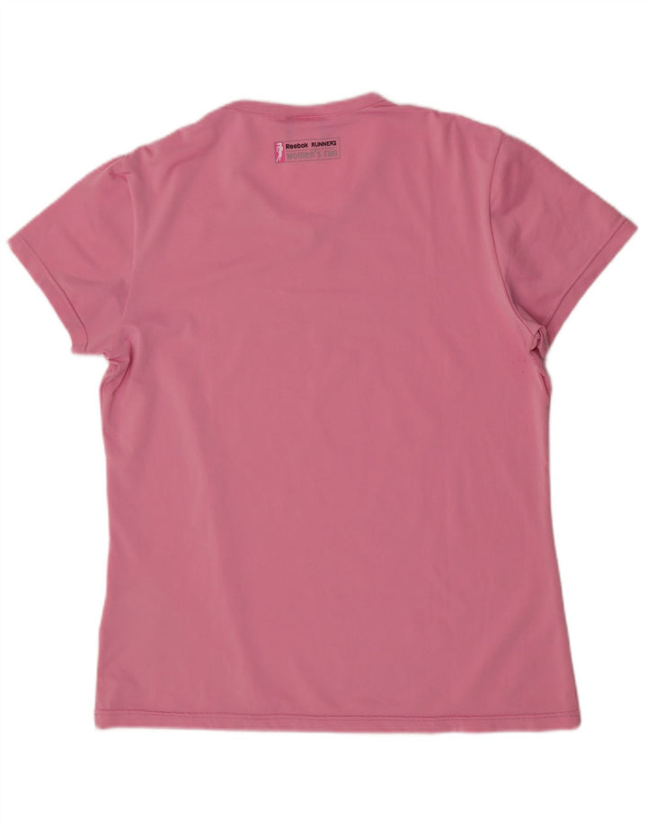 Reebok Womens Short Sleeve Graphic T-Shirt Top UK 14 Medium Pink Polyester