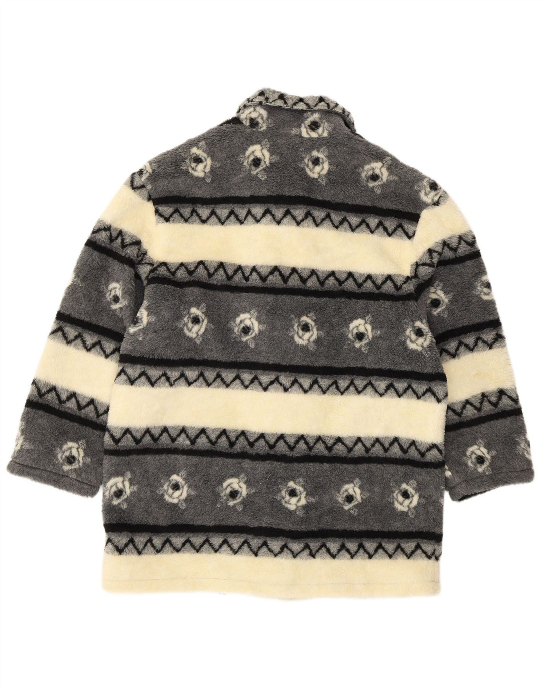 VINTAGE Womens Sherpa Windbreaker Coat UK 20/22 2XL Beige Striped