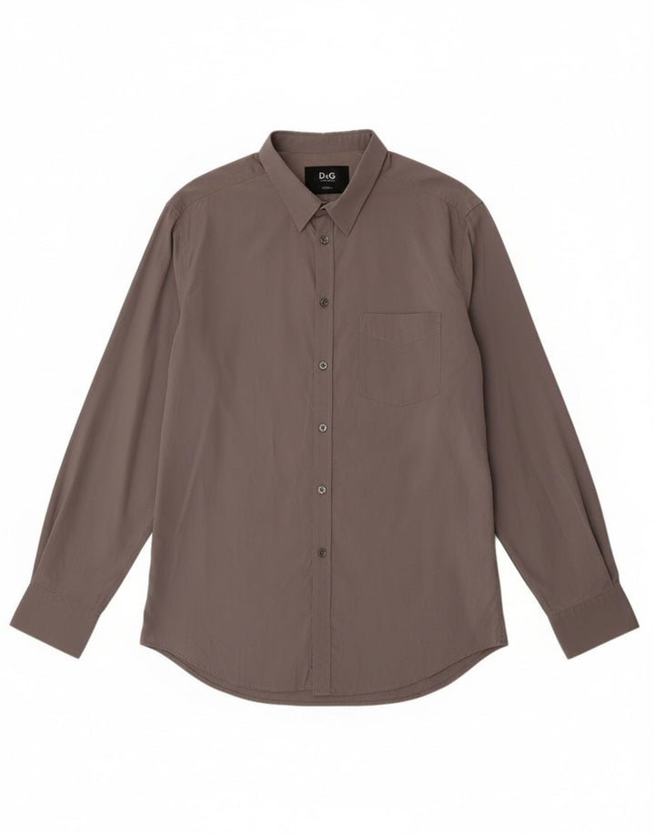 Dolce & Gabbana Mens Slim Shirt IT 52 Large Grey Cotton