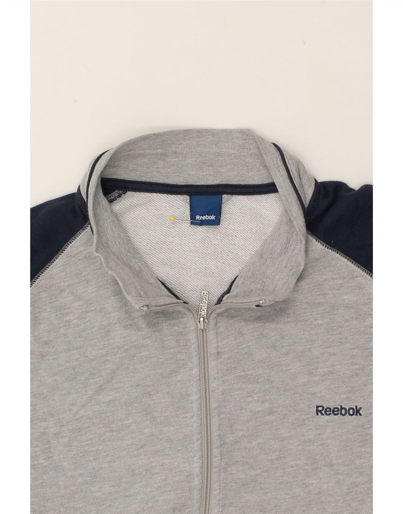 REEBOK Mens Tracksuit Top Jacket 2XL Grey Colourblock Cotton | Vintage Reebok | Thrift | Second-Hand Reebok | Used Clothing | Messina Hembry 