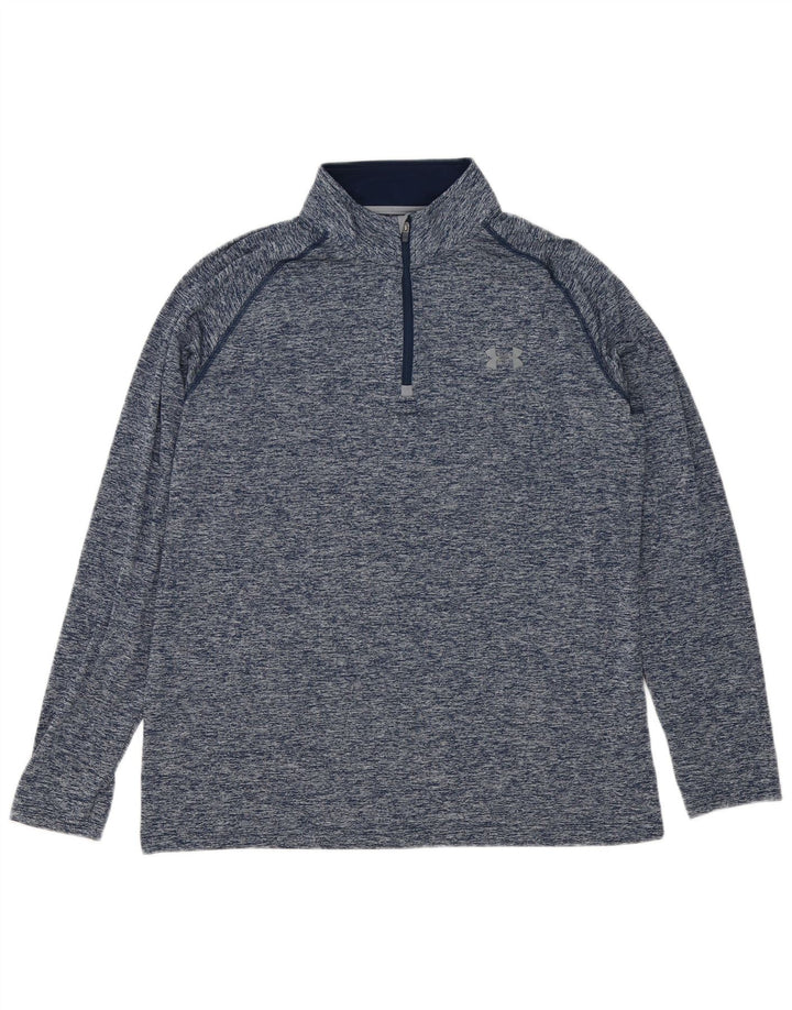 Under Armour Mens Heat Gear Pullover Tracksuit Top Large Blue Flecked