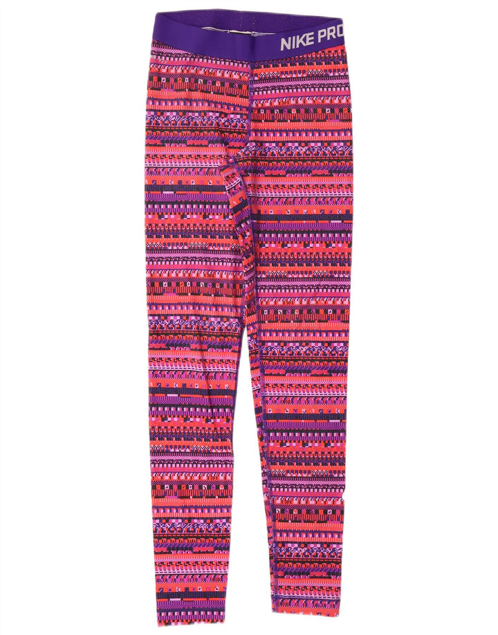 NIKE Womens Dri Fit Graphic Leggings UK 8 Small  Multicoloured Geometric