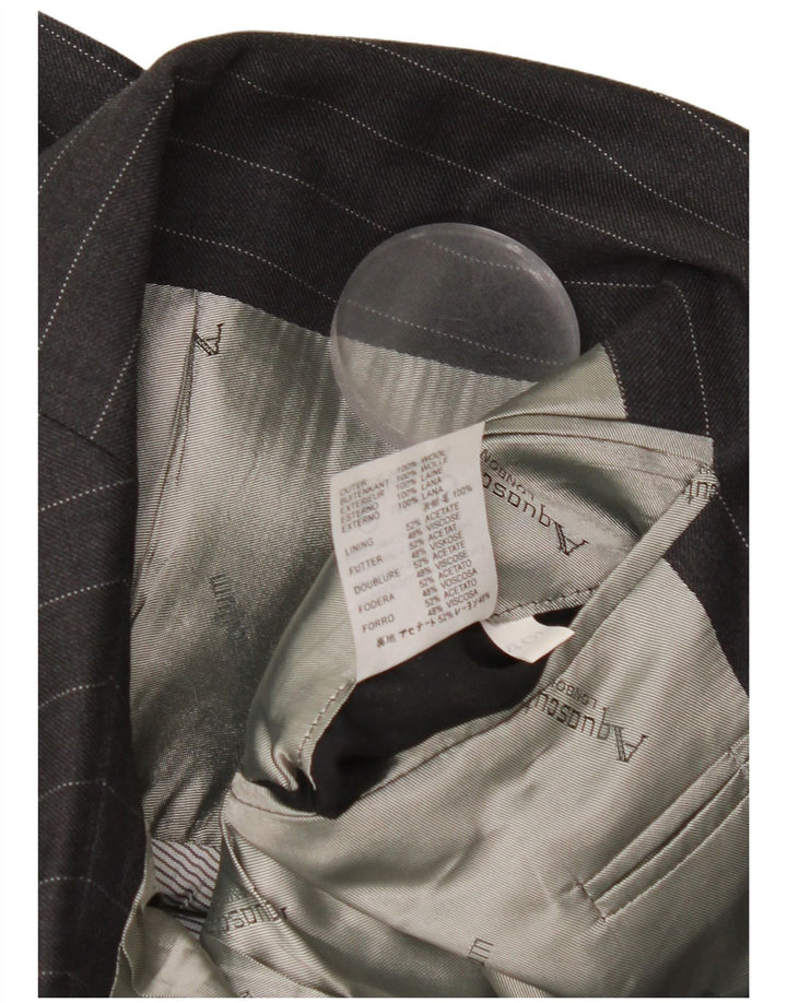 Aquascutum Mens 3 Button Blazer Jacket UK 40 Large Grey Pinstripe Wool