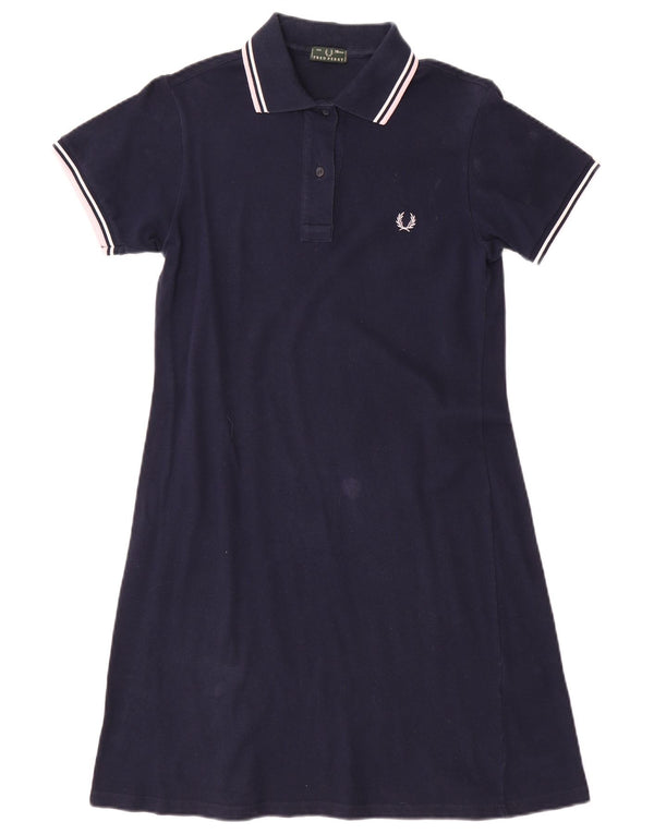 Fred Perry Girls Polo Dress 15-16 Years Navy Blue Striped Cotton