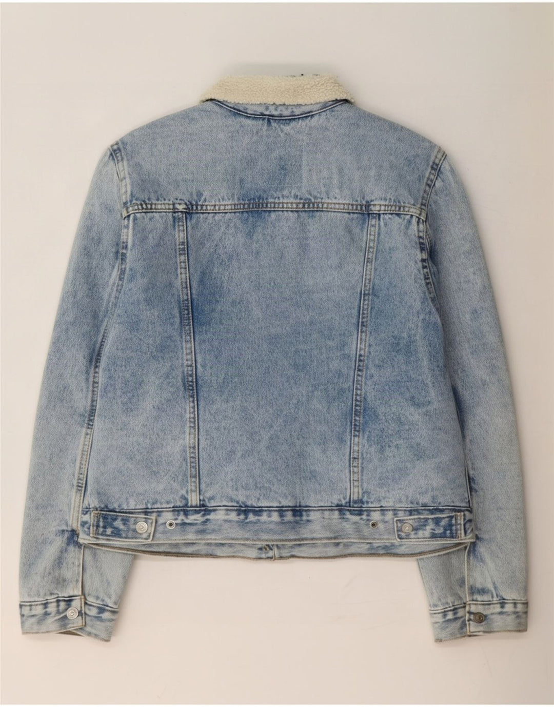 Levi's Womens Denim Sherpa Jacket UK 16 Large Blue Polyester