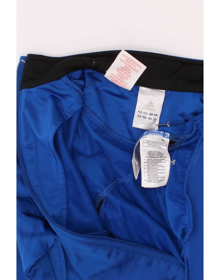 Adidas Boys Tracksuit Top Jacket 7-8 Years Blue Colourblock Polyester