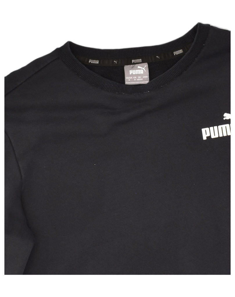 PUMA Mens Sweatshirt Jumper Medium Black Cotton | Vintage Puma | Thrift | Second-Hand Puma | Used Clothing | Messina Hembry 