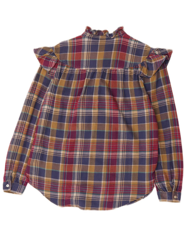 Polo Ralph Lauren Womens Ruffle Front Shirt US 10 Large Multicoloured Check