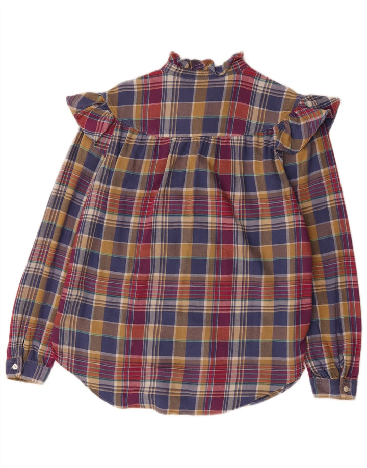 Polo Ralph Lauren Womens Ruffle Front Shirt US 10 Large Multicoloured Check