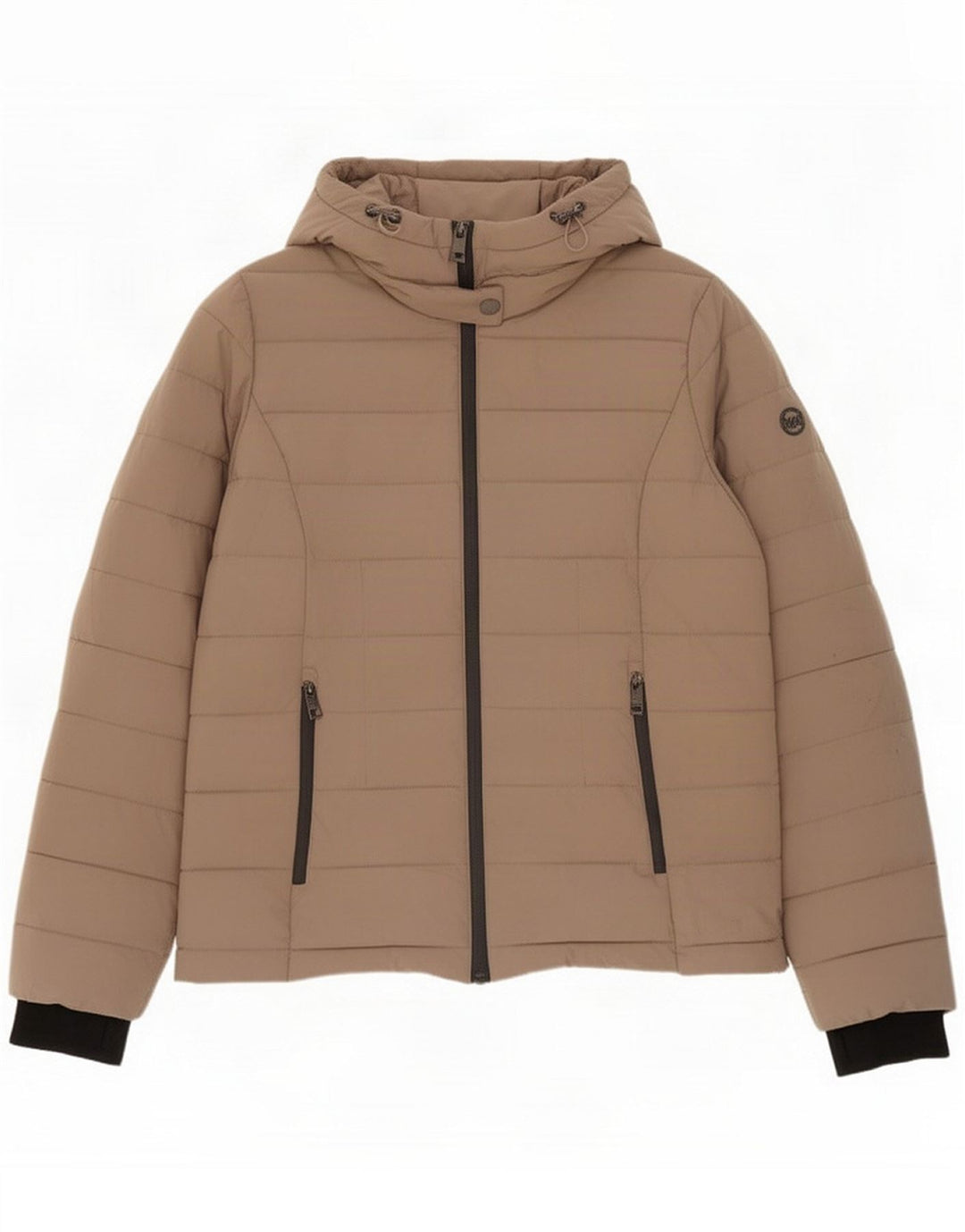 Michael Kors Womens Hooded Padded Jacket UK 14 Medium Brown Polyester