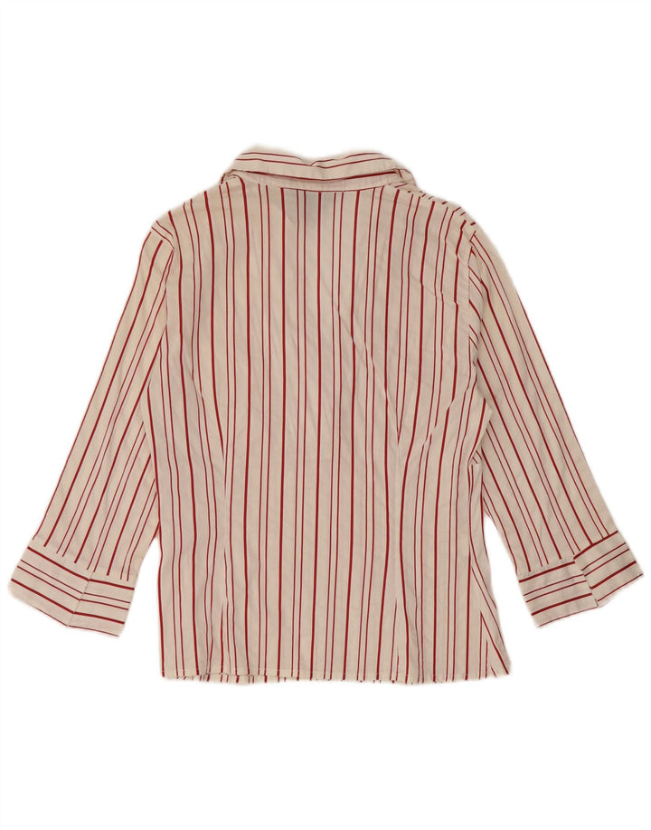 Zara Womens 3/4 Sleeve Pullover Shirt UK 14 Large Red Striped
