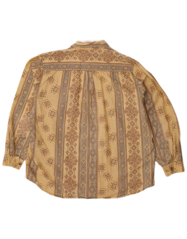 VINTAGE Mens Shirt Size 15 1/2 16 39/40 Medium Beige Geometric Cotton