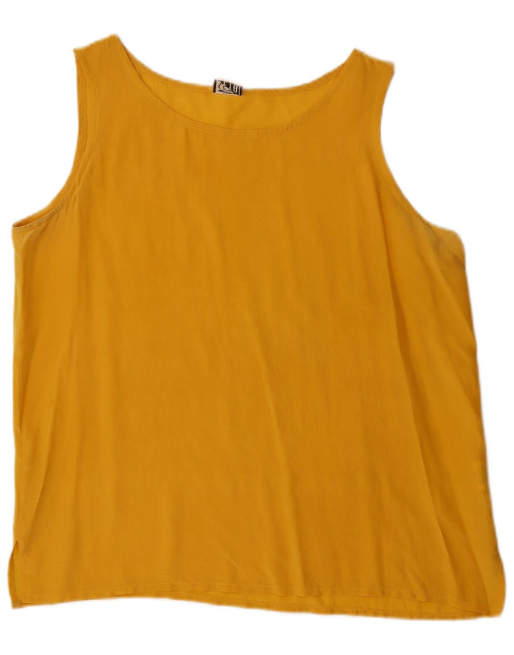 Vintage Womens Sleeveless Blouse Top IT 48 XL Yellow Silk