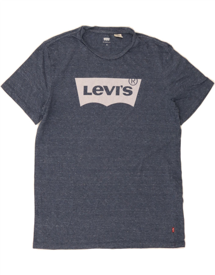 LEVI'S Mens Graphic T-Shirt Top Medium Navy Blue Flecked Cotton Vintage Levi's and Second-Hand Levi's from Messina Hembry 