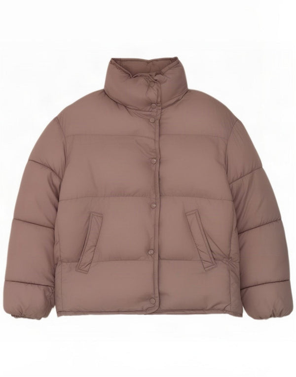 Zara Womens Oversized Padded Jacket UK 6 XS Pink Polyester