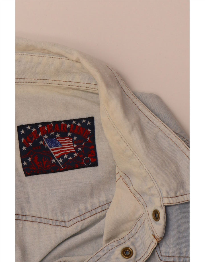 VINTAGE Mens Denim Shirt Medium Blue