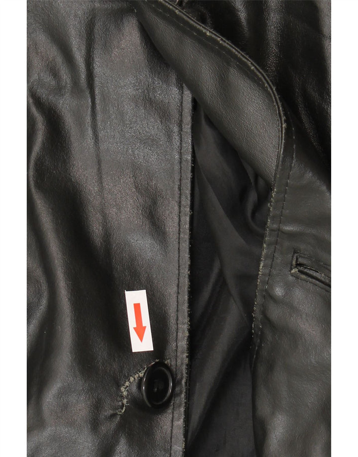 VINTAGE Mens Leather Jacket IT 52 XL Black Leather