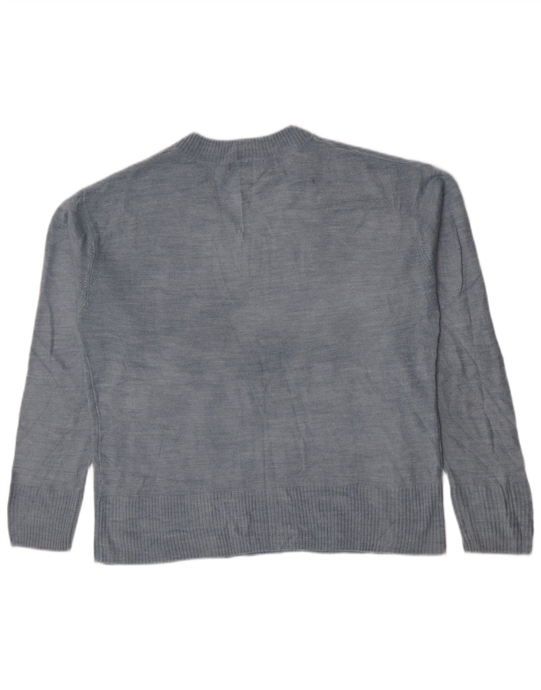 Marks & Spencer Womens V-Neck Jumper Sweater UK 16 Large Blue Acrylic
