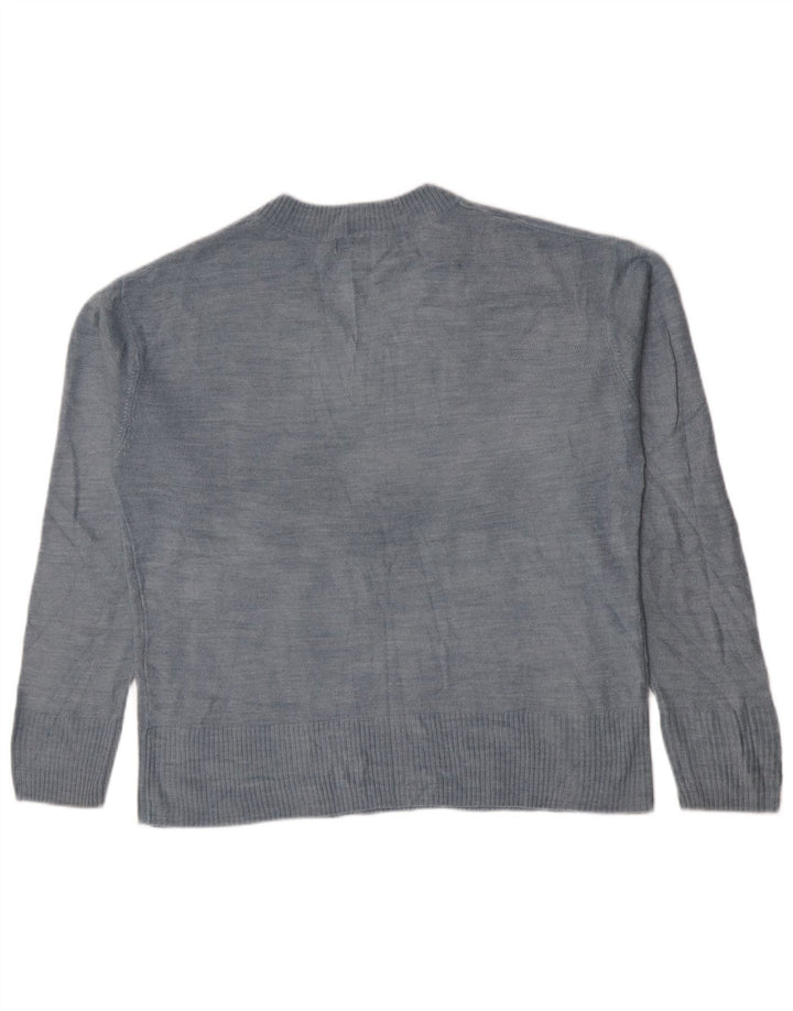 Marks & Spencer Womens V-Neck Jumper Sweater UK 16 Large Blue Acrylic