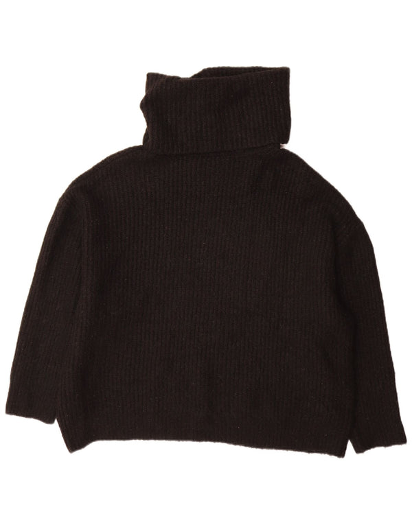 Zara Womens Oversized Roll Neck Jumper Sweater UK 10 Small Black Acrylic