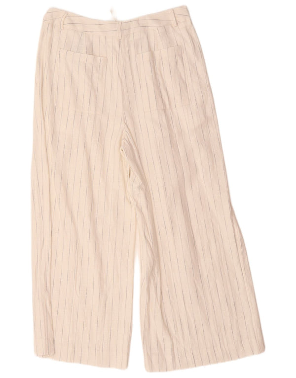 Marks & Spencer Womens High Waist Cropped Trousers UK 12 Medium W32 L25 Whi