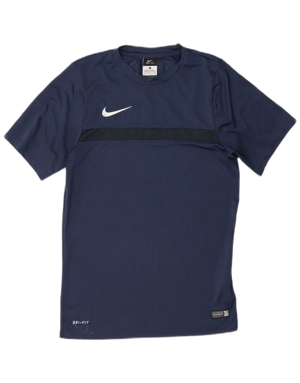 Nike Mens Dri Fit T-Shirt Top Small Navy Blue Colourblock Polyester