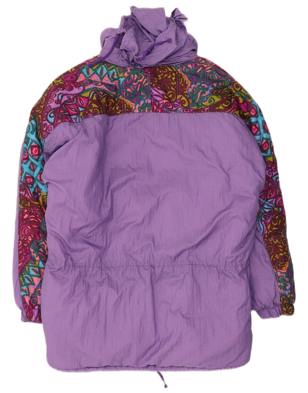 Brugi Womens Loose Fit Hooded Padded Ski Jacket IT 46 Large Purple Paisley