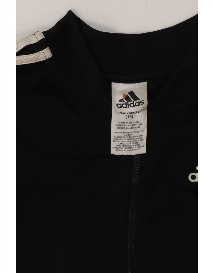 ADIDAS Boys Tracksuit Top Jacket 15-16 Years XL  Black Polyester