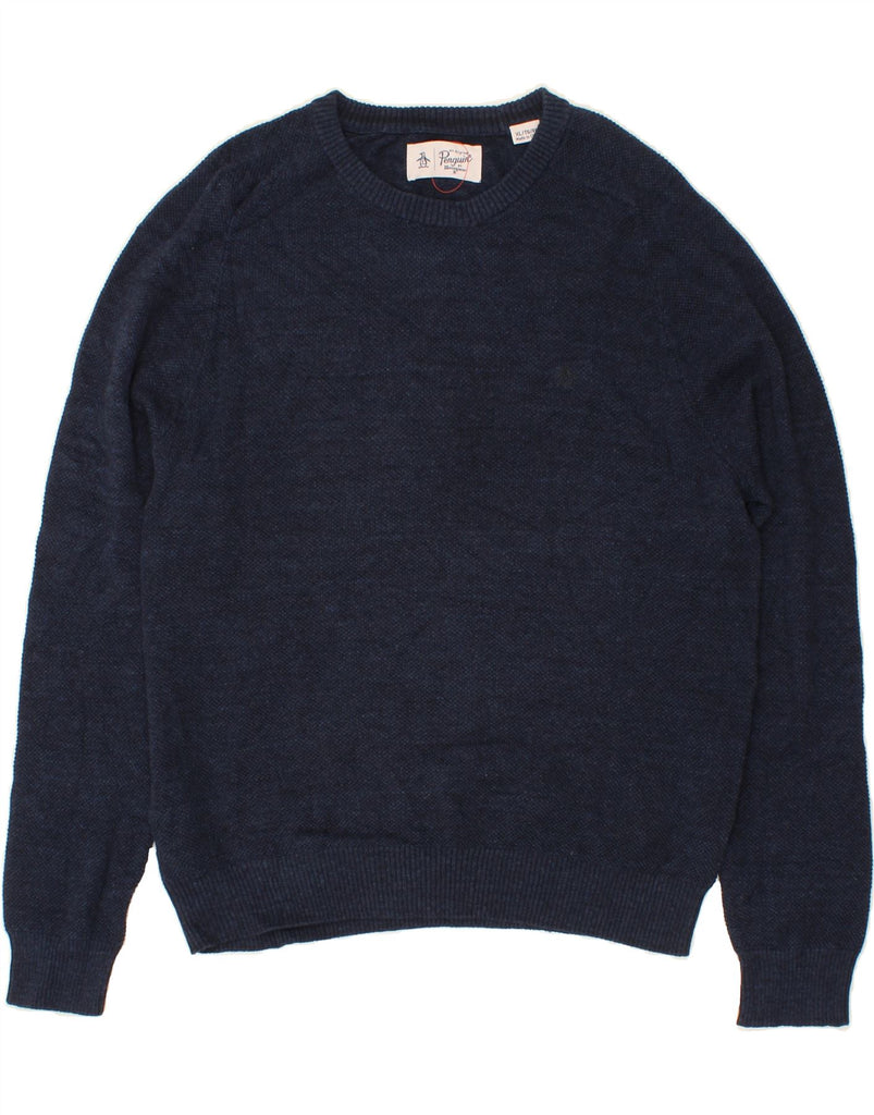 PENGUIN Womens Boat Neck Jumper Sweater UK 18 XL Navy Blue Cotton Vintage Penguin and Second-Hand Penguin from Messina Hembry 