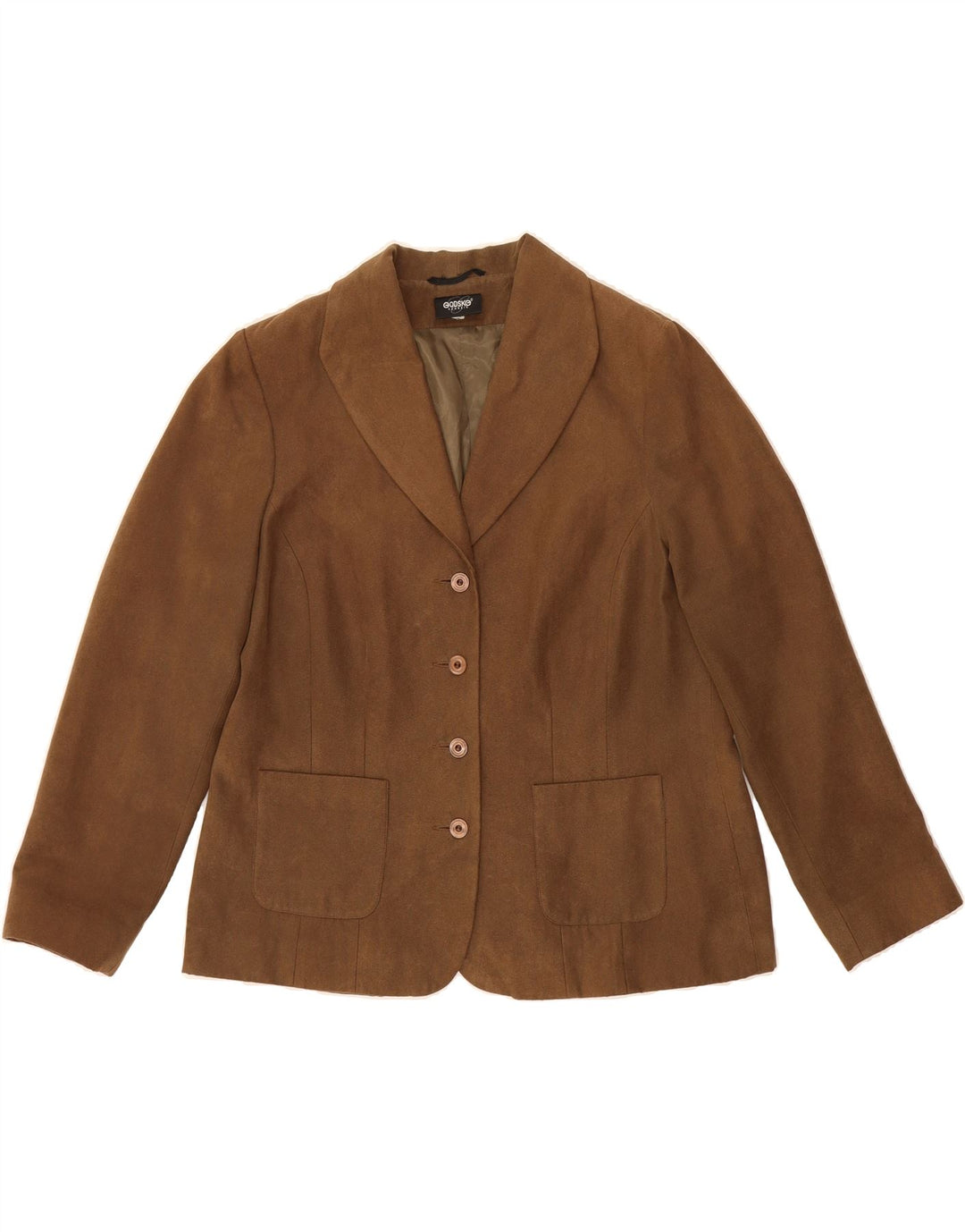GODSKE Womens 4 Button Blazer Jacket UK 16 Large Brown Polyester Vintage Godske and Second-Hand Godske from Messina Hembry 