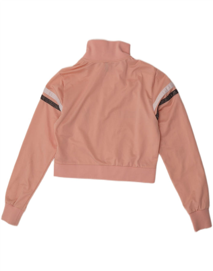 Ellesse Womens Crop Tracksuit Top Jacket UK 10 Small Pink Striped Polyester
