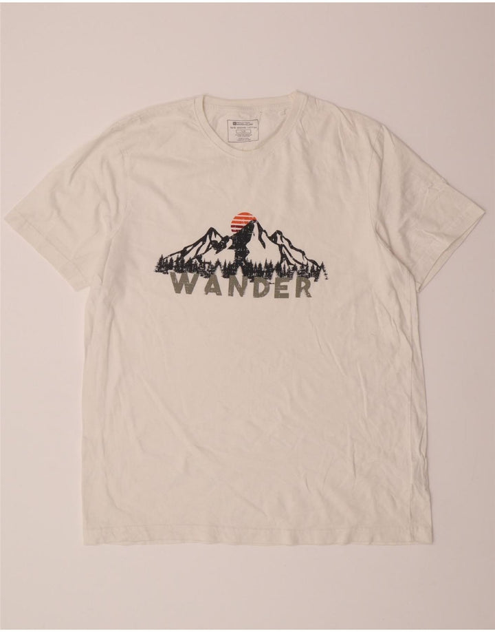 MOUNTAIN WAREHOUSE Mens Graphic T-Shirt Top Large White Cotton Vintage Mountain Warehouse and Second-Hand Mountain Warehouse from Messina Hembry 