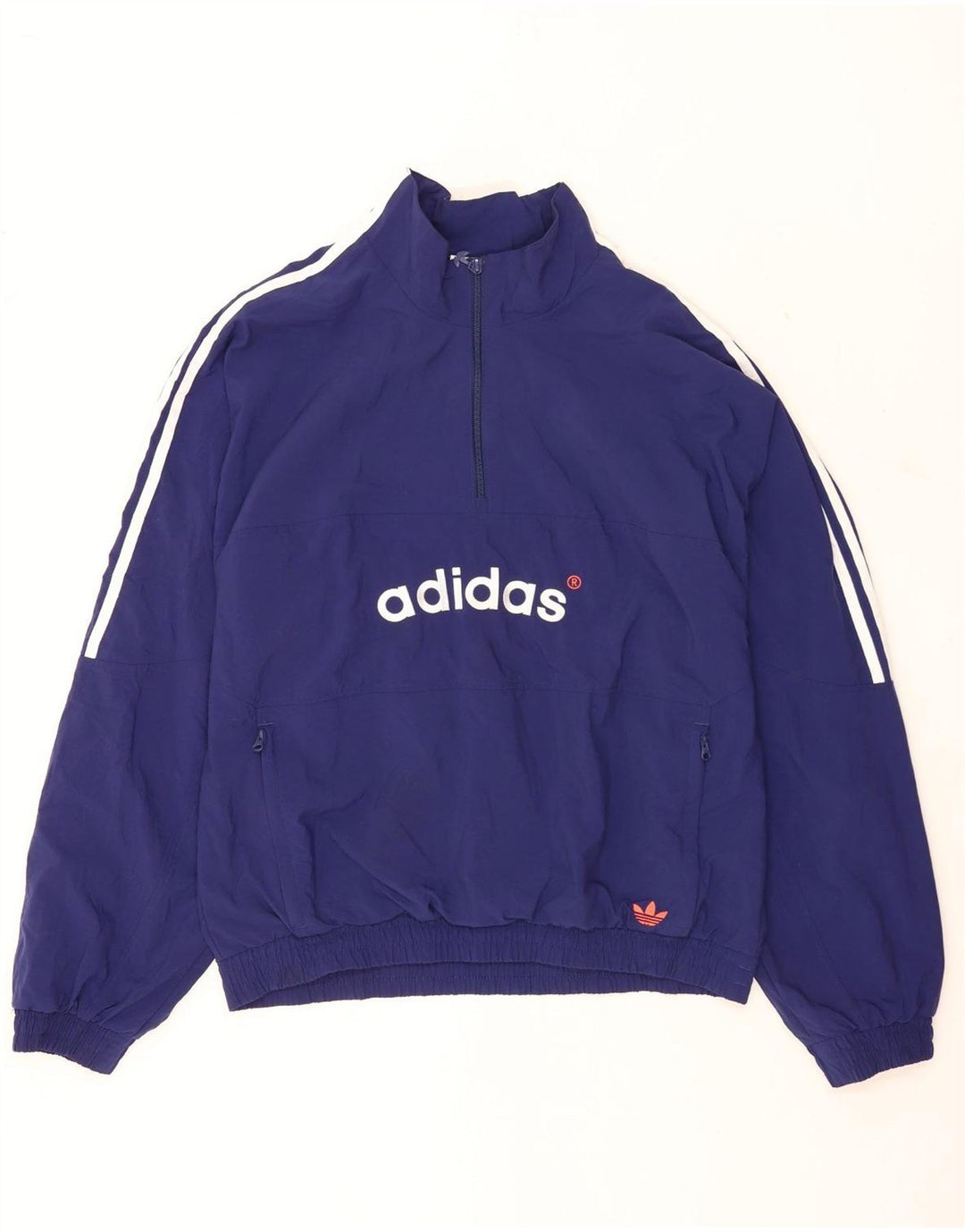 Adidas Mens Loose Fit Graphic Zip Neck Pullover Tracksuit Top Medium Blue