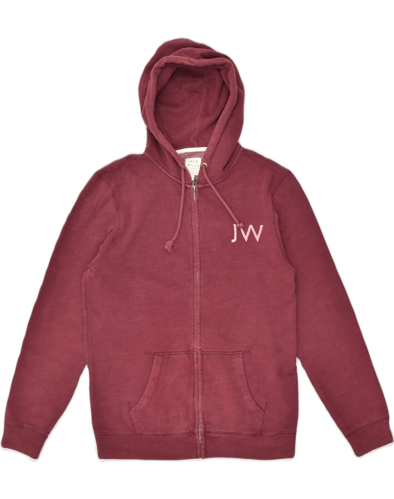 JACK WILLS Mens Graphic Zip Hoodie Sweater Medium Red Cotton | Vintage Jack Wills | Thrift | Second-Hand Jack Wills | Used Clothing | Messina Hembry 