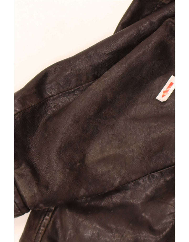 Bomboogie Mens Leather Racer Jacket UK 42 XL Brown Leather