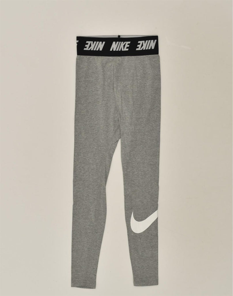 NIKE Womens Graphic Leggings UK 6 XS Grey Cotton | Vintage Nike | Thrift | Second-Hand Nike | Used Clothing | Messina Hembry 