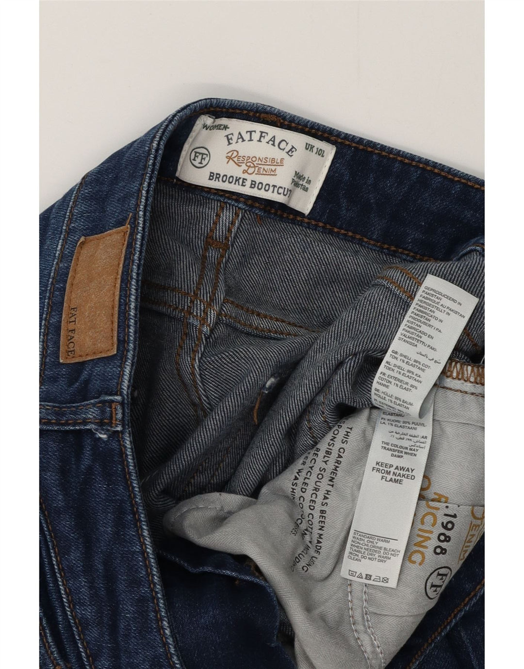 Fat Face Womens Bootcut Jeans UK 10 Small W30 L32 Navy Blue Cotton