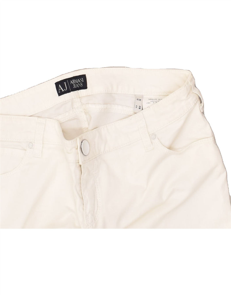 ARMANI Womens Slim Casual Trousers W28 L26 White Cotton | Vintage Armani | Thrift | Second-Hand Armani | Used Clothing | Messina Hembry 