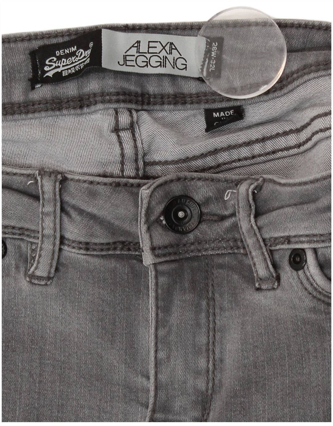 Superdry Womens Alexa Jegging Jeans W26 L29 Grey Cotton