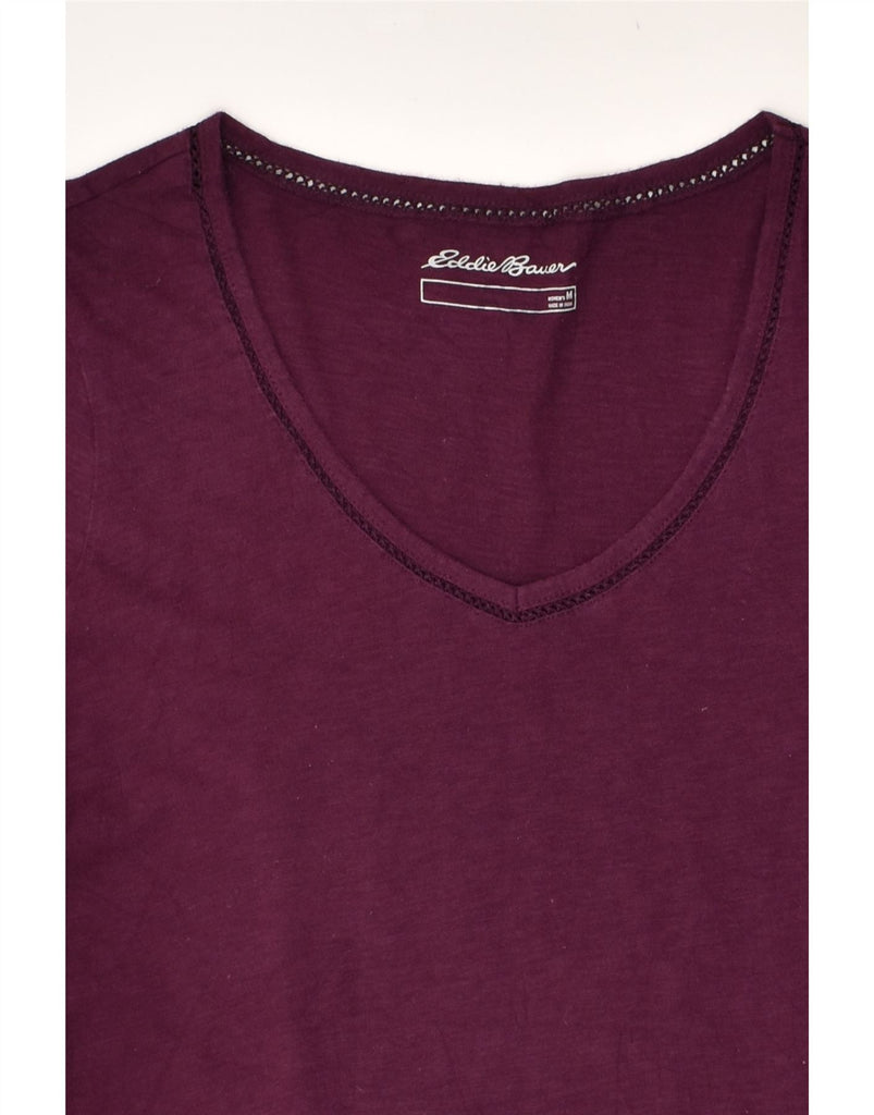 EDDIE BAUER Womens T-Shirt Top UK 14 Medium Burgundy Cotton | Vintage Eddie Bauer | Thrift | Second-Hand Eddie Bauer | Used Clothing | Messina Hembry 