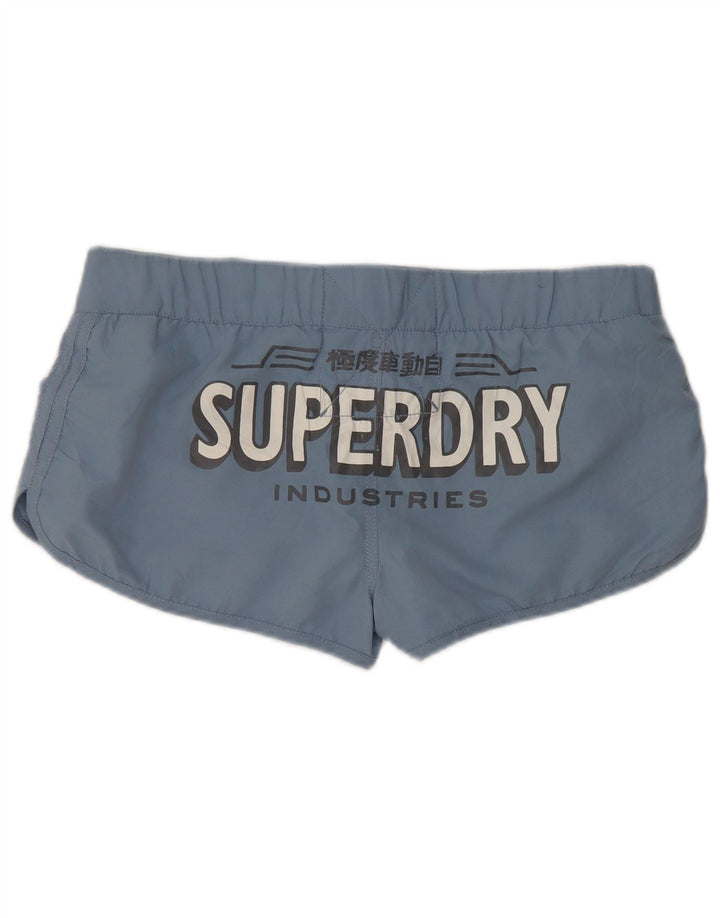 Superdry Womens Graphic Swimming Shorts UK 16 Large  Blue Polyester