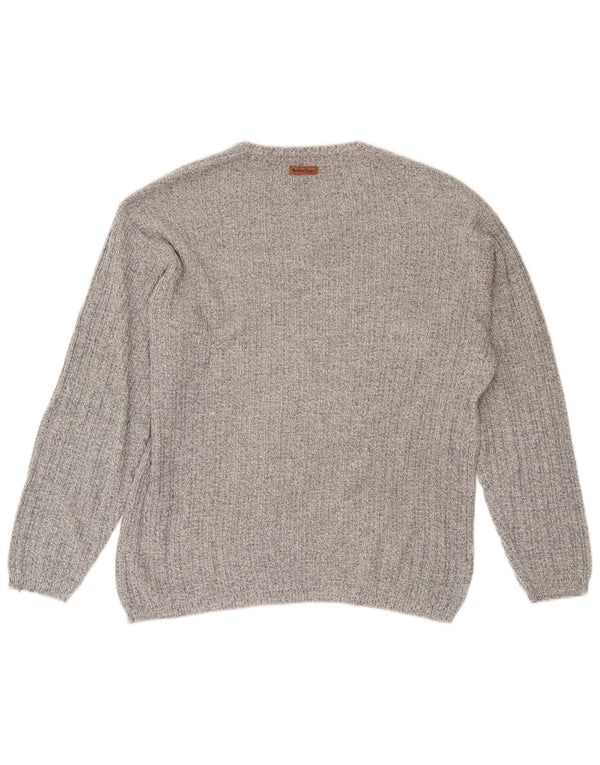Marlboro Classics Mens V-Neck Jumper Sweater Medium Grey Flecked Cotton