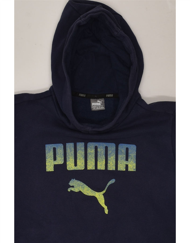 PUMA Boys Graphic Hoodie Jumper 11-12 Years Navy Blue Cotton | Vintage Puma | Thrift | Second-Hand Puma | Used Clothing | Messina Hembry 